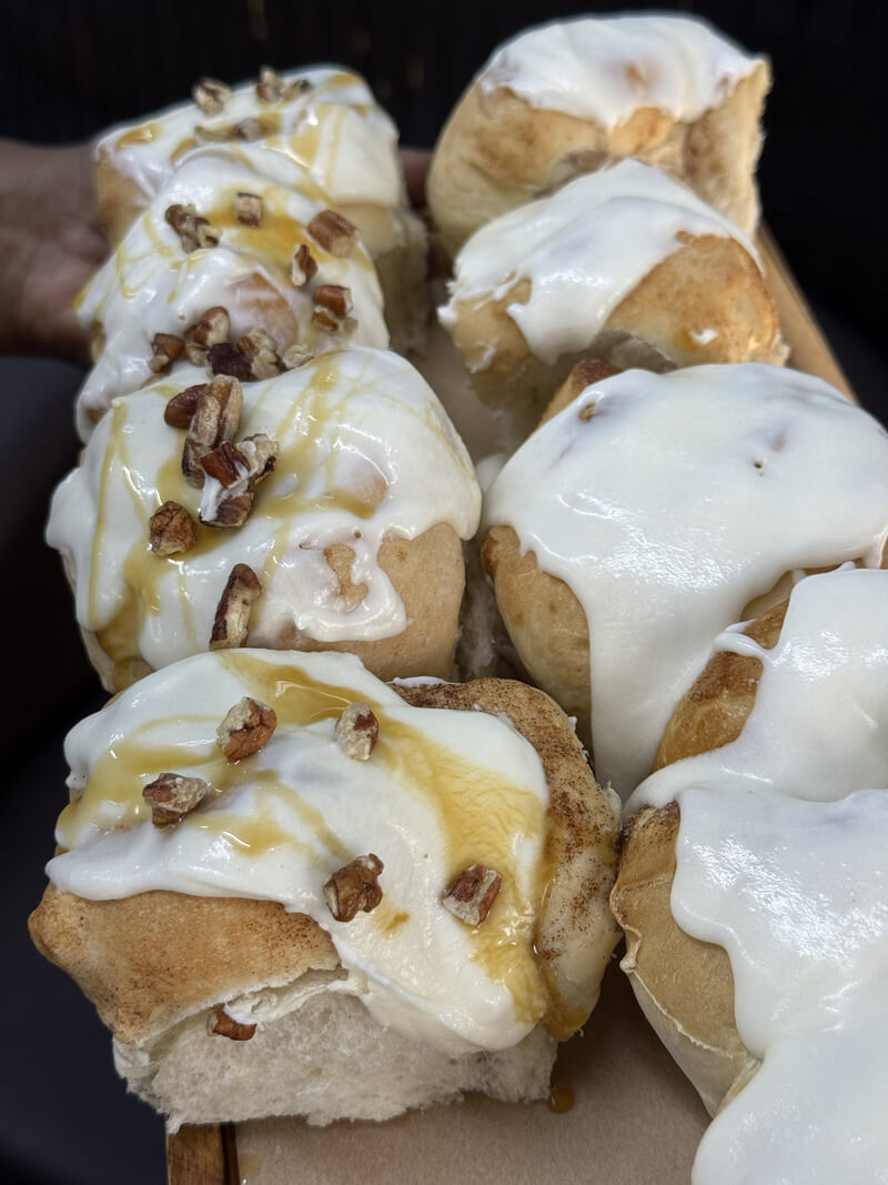 Caramel pecan sweet rolls from Kind House Ukraine Bakery.