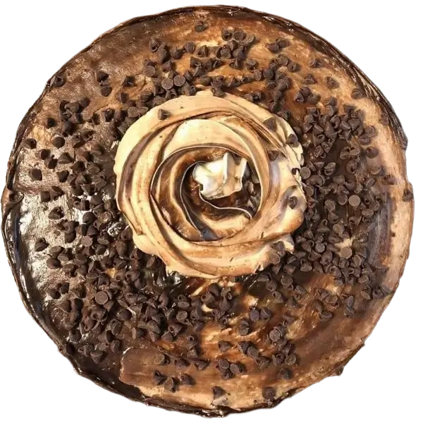 A chocolate and vanilla cake from Kind House Ukraine Bakery.