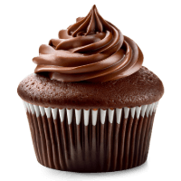 Chocolate frosted cupcake.