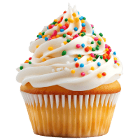Vanilla cupcake with sprinkles.