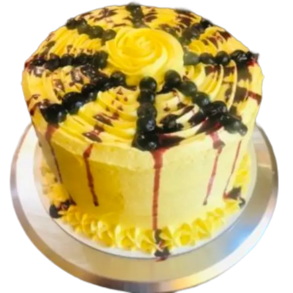 A lemon blueberry cake from Kind House Ukraine Bakery.